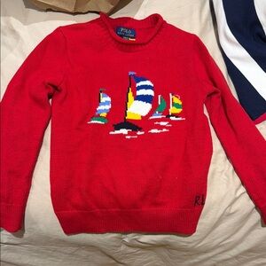 Polo by Ralph Lauren Red Sweater with Sailboat Design
